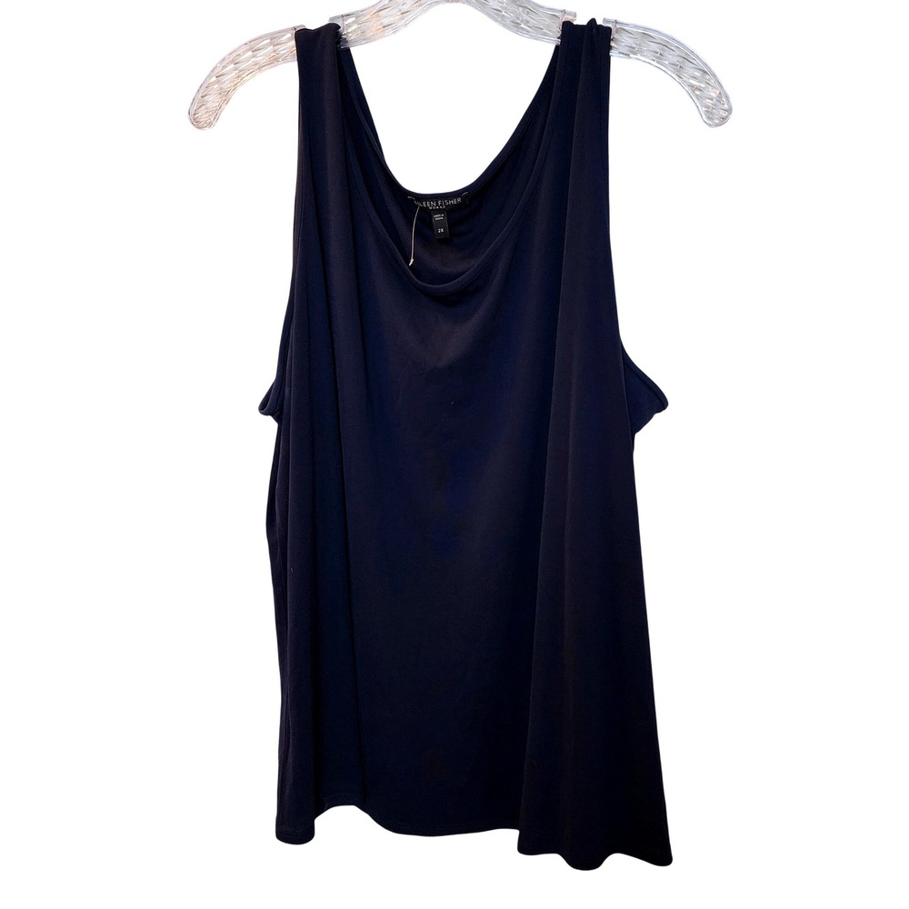 Eileen Fisher Woman Navy Blue 100% Silk Tank Top Shell Plus Size 2X R9GK-2